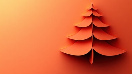 Aufkleber - Layered paper Christmas tree in warm hues creates a festive atmosphere, providing ample space for customized messages and decorations. Generative AI