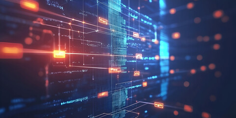 Futuristic Abstract Digital Data Flow Visualization