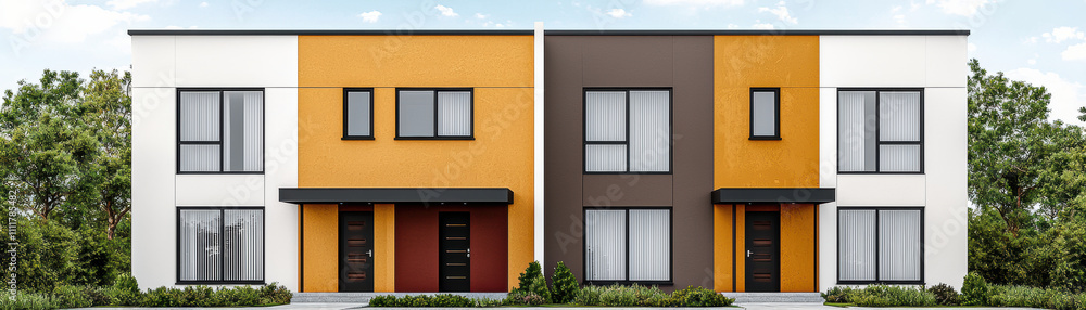 energy-efficient, Modern residential building with a unique color ...