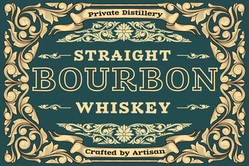 Wall Mural - Bourbon Whiskey - ornate vintage decorative label