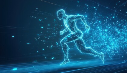 Poster - Digital Runner A Wired Human Figure In Motion