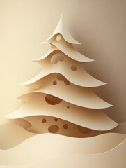 Aufkleber - Layered 3D paper tree features a blank area for personalized messages, perfect for festive decorations and holiday greetings. Generative AI