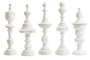 Wall Mural - set of white display pedestals in various shapes isolated. png transparent.