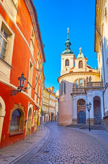 Wall Mural - The winding Karlova Street and St Clement Cathedral, Prague, Czechia