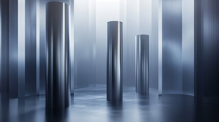 Aufkleber - Abstract Columns in Modern Metallic Environment with Soft Lighting