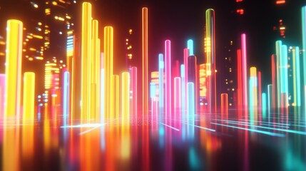 Aufkleber - Vibrant Abstract Background with Neon Lights and Glowing Lines