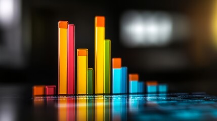 Poster - Vibrant Colorful Bar Graphs Representing Data Analysis Visuals