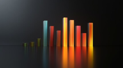 Poster - Colorful Abstract Bar Graphs on Dark Background with Reflection