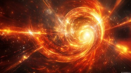 Poster - Vibrant Cosmic Swirl of Energy and Light in Deep Space
