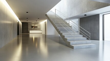 Aufkleber - Modern Interior Space with Minimalist Staircase and Stylish Design