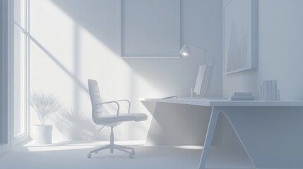 Aufkleber - Bright Minimalist Office Space with Modern Chair and Desk Design