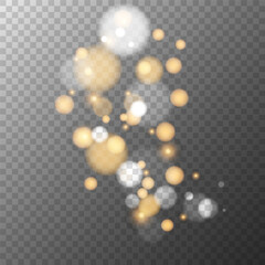 Poster - Bright bokeh lights. Transparent background. Blurred overlay template. Abstract blur light effect. Vector illustration.	