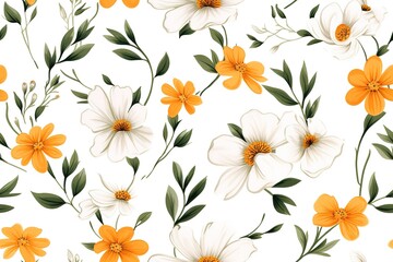 Wall Mural - Seamless cute hand drawn floral patterns on a white background. Vector illustration for design
