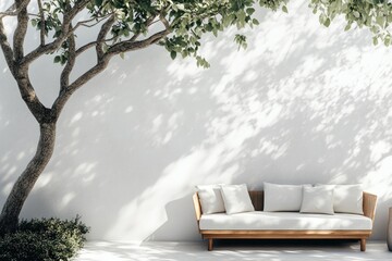 Wall Mural - White couch under tree