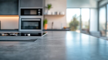 Wall Mural - Modern Kitchen Countertop with Blurred Background