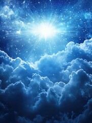 Wall Mural - Cloudy Blue Sky with Stars