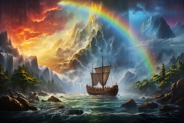 Wall Mural - oil paintings landscape. digital art. fine art.