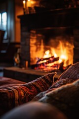 Sticker - Cozy living room with fireplace