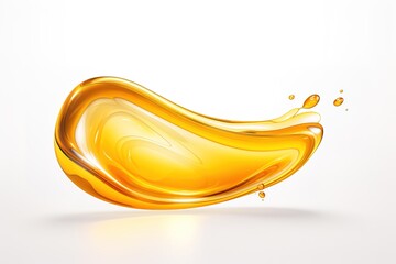 Poster - Splashes and drops of liquid oil. Fresh Olive or motor engine oil eco nature golden color close-up. Shine yellow Cosmetic oil or Cosmetic Essence Liquid drop. 3d render
