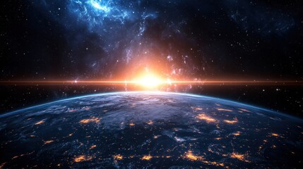 Wall Mural - Sunrise Over Earth From Space