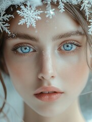 Canvas Print - Woman with snowflakes