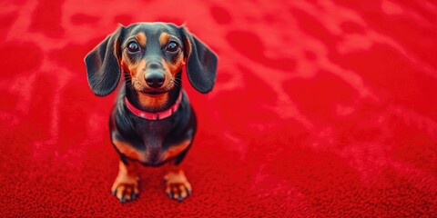 Poster - Black and Brown Dog on Red Carpet