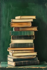 Wall Mural - Stack of Books on Wooden Table