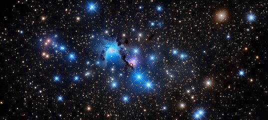 bright night stars on dark space galaxy. generative ai technology.