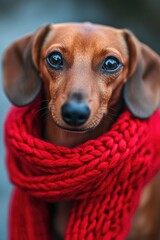 Poster - Brown dog with red scarf