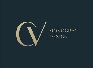 Wall Mural - cv letter logo icon design. classic style luxury initials monogram.