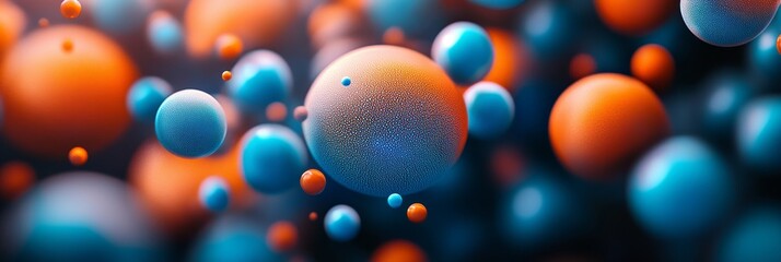 Wall Mural - Abstract Background, Interplay of Orange and Blue Bokeh Lights, Molecular Structure, High Contrast