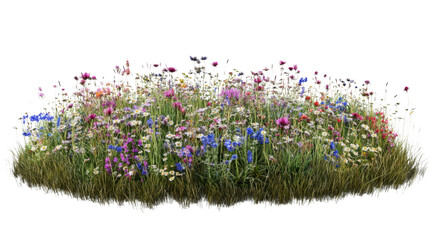 Flower meadow in spring transparent background