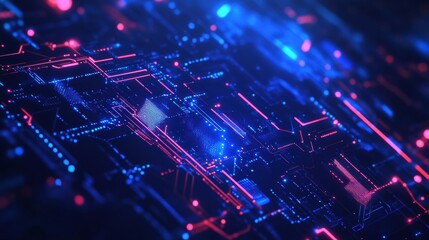 Leinwandbilder - Abstract technology brain features a digital AI chip on a dark blue background, illustrating the advancement of artificial intelligence. Generative AI