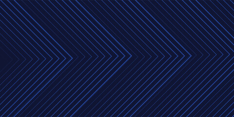 Dark blue abstract background with glowing arrow lines technology futuristic concept. Modern shiny blue geometric lines design. Horizontal banner template suit for cover, header, poster, banner, web