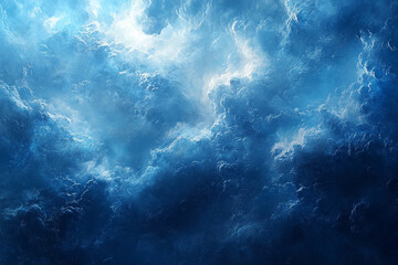 Wall Mural - Abstract Blue Cloudscape Dramatic Celestial Scene