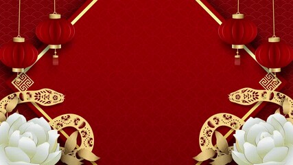 Wall Mural - chinese new year red background for 2025 year of snake with copy space for text and oriental style d