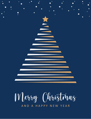 Wall Mural - christmas greeting card with minimalistic fir tree vector illustration