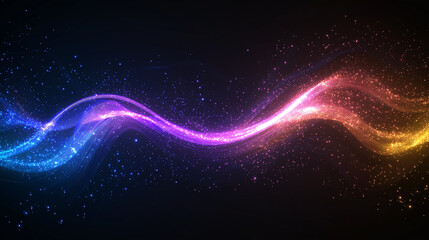 Wall Mural - cosmic wave: a mesmerizing abstract wave of glowing particles, rendered in vibrant hues of blue, pin