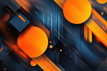 Wall Mural - A colorful abstract design with orange and blue circles and lines