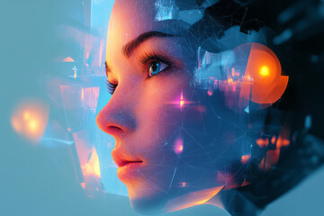 Poster - a woman ' s face with a futuristic design