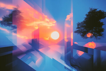 Aufkleber - a digital painting of a sunset