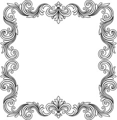 Wall Mural - A filigree heraldic crest motif floral pattern border frame. Original design in a vintage style.