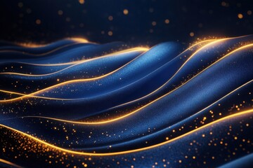 Wall Mural - The image is a blue and orange wave with a lot of sparkles