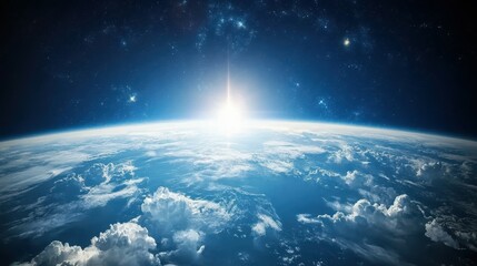 Wall Mural - cinematic shot of planet earth globe clouds and space background.