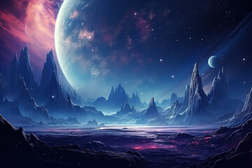 Wall Mural - wonderful stellar scenery with galaxies depicting a futuristic world