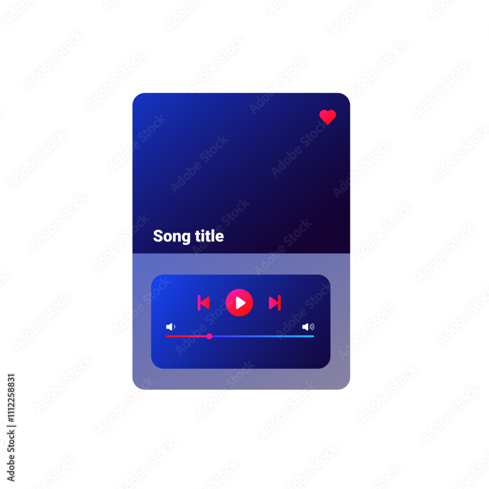 Dark themed audio player interface with user friendly buttons for play ...