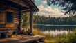© photoplotnikov - Rustic Cabin by a Serene Lake