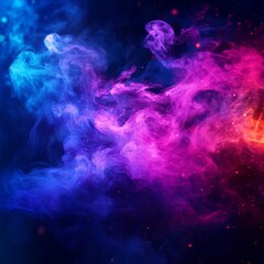 Leinwandbilder - Black background neon smoke, abstraction.