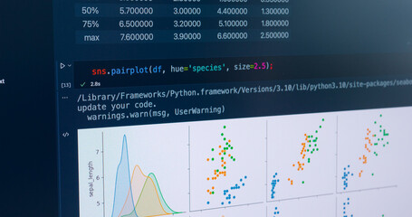 dev desktop pc screen in ai code in it developer skill job career typing rpa robotic text line on we