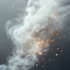 Aufkleber - Fantastic smoke background. Magic smoke with glitter and small particles of twinkling stars, fog with glowing particles, gray vapor with stardust. Vector illustration.	
